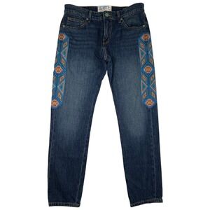 Sandrine Rose 29W Embroidered Straight Leg Jeans‎ Blue Denim Made in USA Size 25